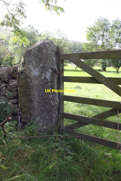 Photo 6"x4" Benchmark on gatepost by Watery Lane West Witton c2011