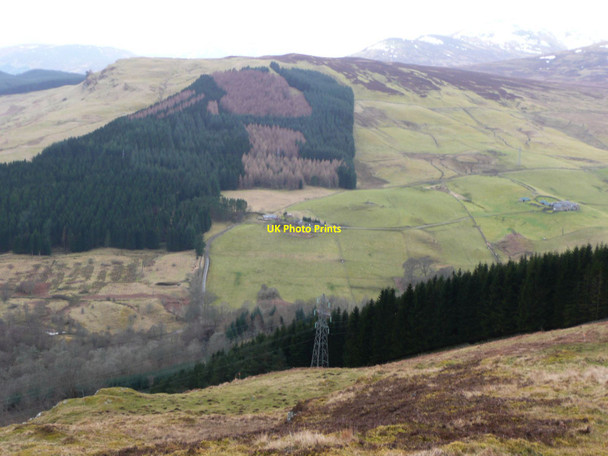 Photo 6"x4" Electricity pylon and forest above Coshieville Keltneyburn c2012