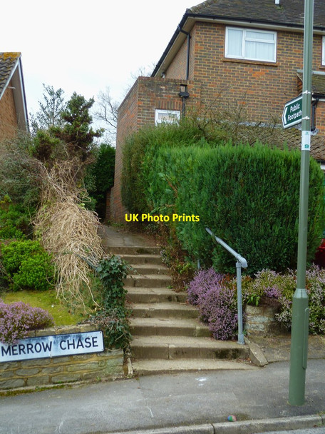 Photo 6"x4" Footpath between houses to Merrow Downs Bushy Hill\/TQ0251 c2012