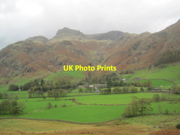 Photo 6"x4" View towards Dungeon Ghyll, Pavey Ark and Harrision Stickle Chapel Stile c2011