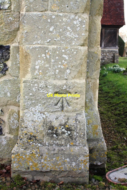 Photo 6"x4" Cut mark benchmark on St Mary Newnham Muren Wallingford c2012
