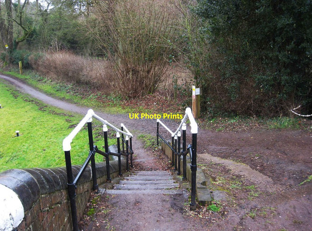 Photo 6"x4" Steps from Whittington Bridge to the towpath of the Staffs & Worcs Canal, near Whittington Whittington\/SO8582 c2012