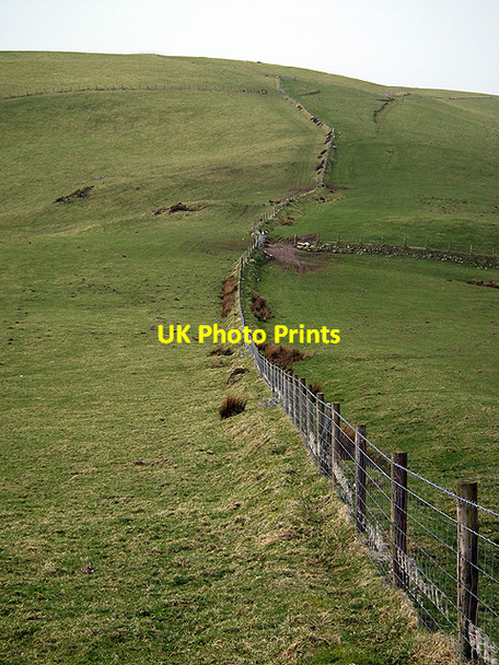 Photo 6"x4" Fence line at Bwlch Y Maen Bont-goch or Elerch c2012