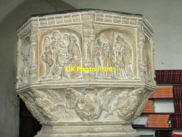 Photo 6"x4" St Peter's church in Weston - Seven Sacraments font (detail) Weston\/TM4287 c2012