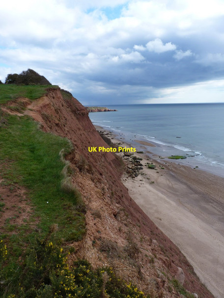 Photo 6"x4" Cliffs and beach below the High Land of Orcombe Exmouth c2012