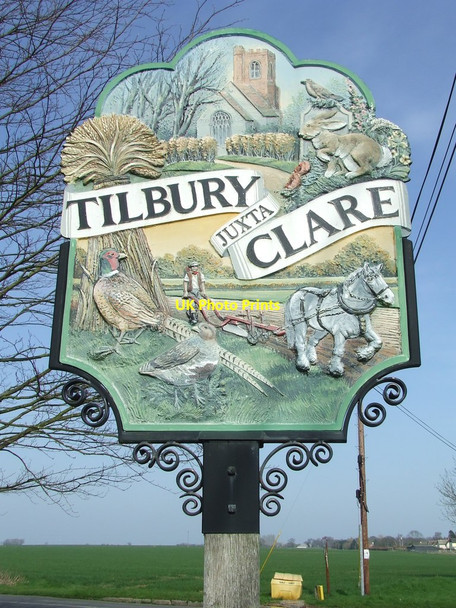 Photo 6"x4" Tilbury Juxta Clare Village Sign Tilbury Juxta Clare c2012