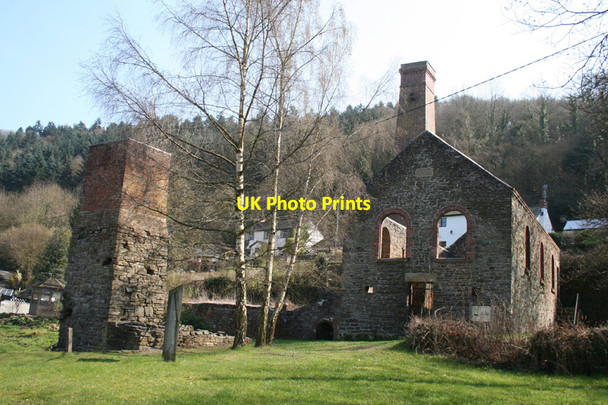 Photo 6"x4" Compressor House and Crusher chimney, Snailbeach Lead Mine Snailbeach c2010