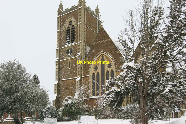 Photo 6"x4" Christ Church in winter, Waterden Road, Guildford Guildford c2010