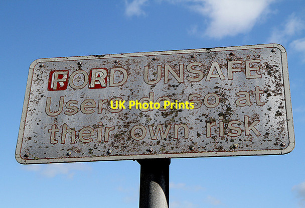 Photo 6"x4" A ford unsafe sign by the Gala Water at Watherston Craigend\/NT4545 c2012