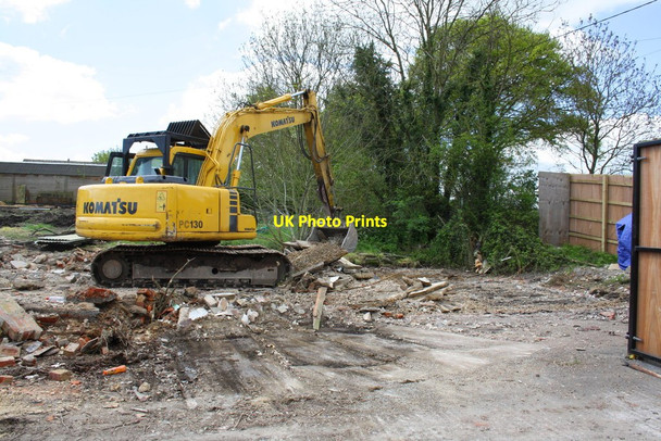 Photo 6"x4" Benchmark just destroyed at 'The Downs', Manor Road Wantage c2012