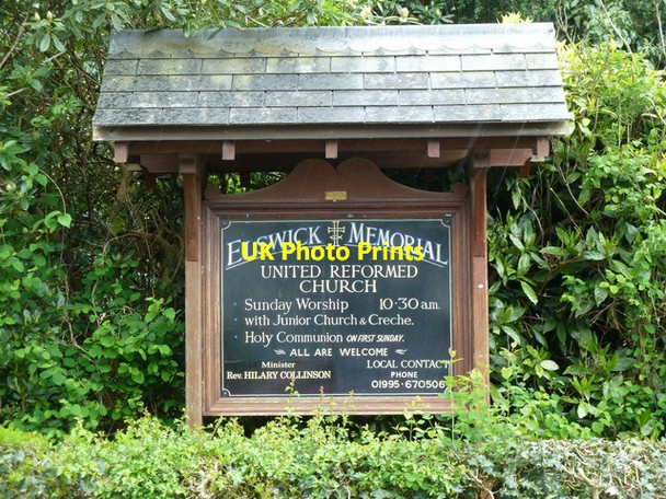 Photo 6"x4" Elswick Memorial URC, Nameboard Elswick\/SD4238 c2012