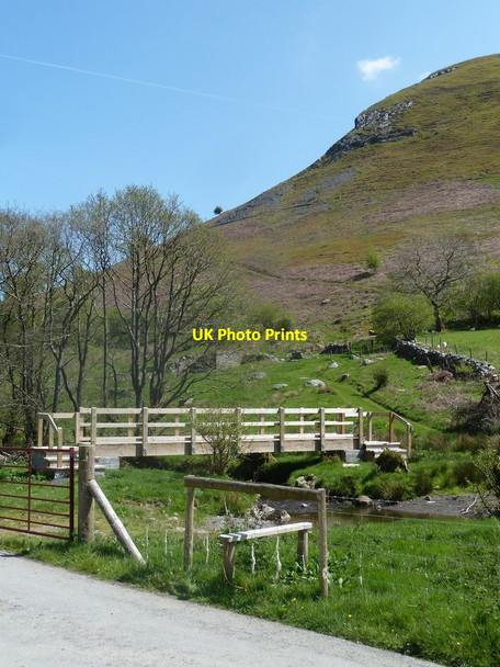 Photo 6"x4" Footbridge and hillside Llanwrthwl c2012