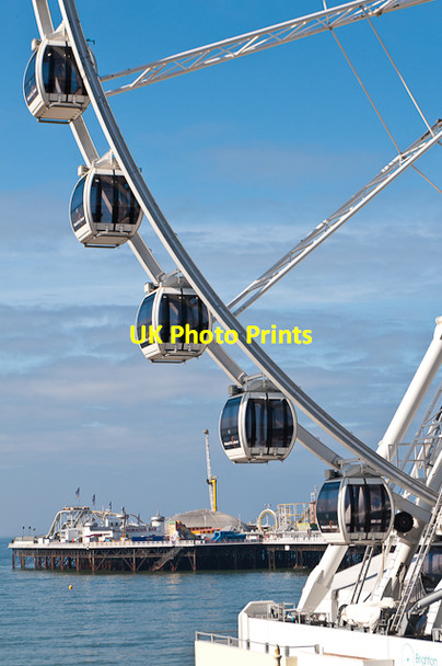 Photo 6"x4" Palace Pier through the Brighton Wheel Kemp Town c2012