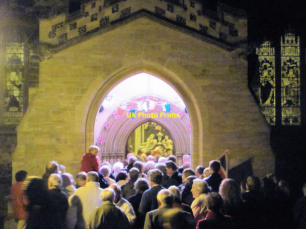 Photo 6"x4" Entering Tring parish church after lighting the Jubilee Beacon Tring c2012