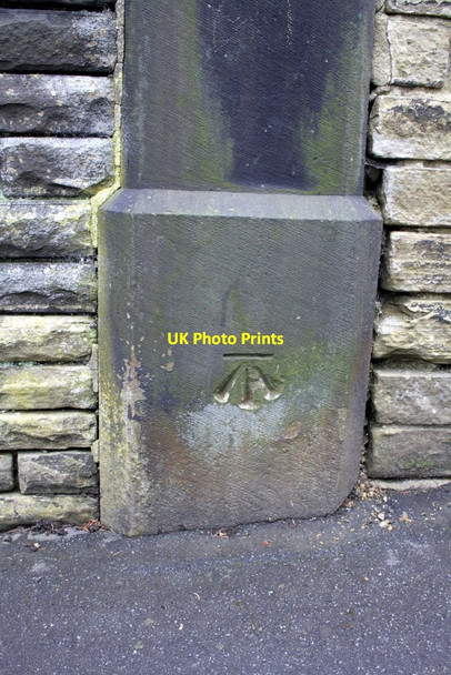 Photo 6"x4" Benchmark on former gatepost, Highfield Lane Keighley c2012