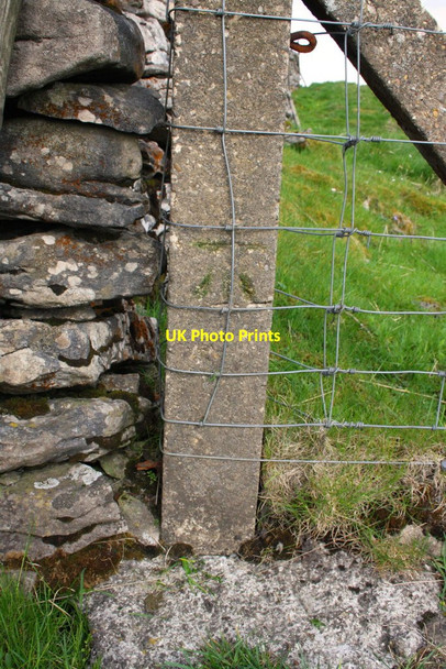 Photo 6"x4" Benchmark on fence post at Long Slack Gate Oughtershaw c2012