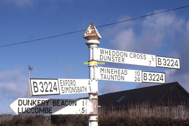 Photo 6"x4" Signpost, Blagdon Cross, Exmoor Cutcombe c1998