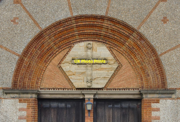 Photo 6"x4" St Mary's Church, Pixham: tympanum over the entrance Dorking c2012