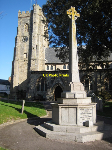 Photo 6"x4" War memorial and the church of St Nicholas & St Giles  Sidmouth c2012