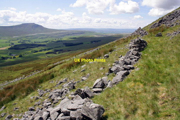Photo 6"x4" Ruined wall on the flank of Whernside Chapel-le-Dale c2012