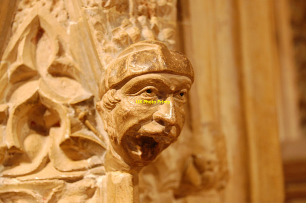 Photo 6"x4" Carved head, Lincoln Cathedral Lincoln c2012