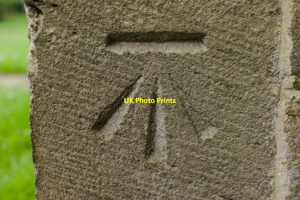 Photo 6"x4" Cut Bench Mark, St Stephen's Church Fylingthorpe c2012