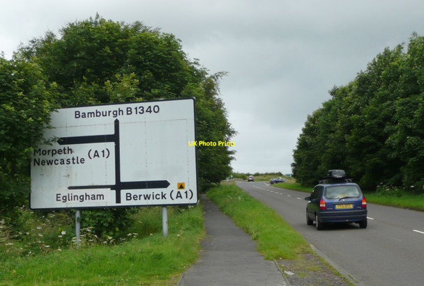 Photo 6"x4" Sign approaching the A1 Alnwick c2012
