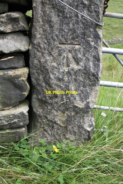 Photo 6"x4" Benchmark on gatepost of Heights Lane Bingley\/SE1139 c2012