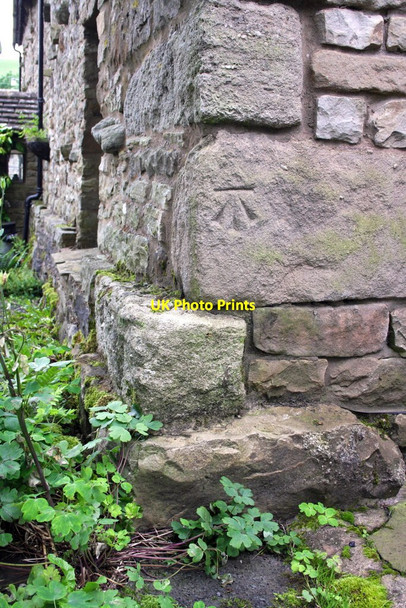 Photo 6"x4" Benchmark on Slingsby Barn, Stone House Stone House\/SD7785 c2012