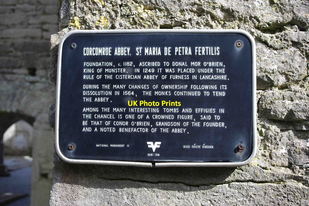 Photo 6"x4" Corcomroe Abbey - plaque, near Bealaclugga, Co.Clare Bealaclugga c2011