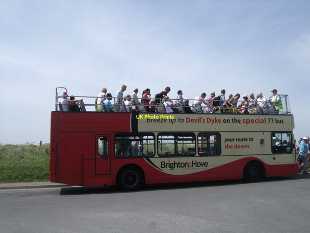 Photo 6"x4" Open top bus at Devils Dyke Fulking c2012