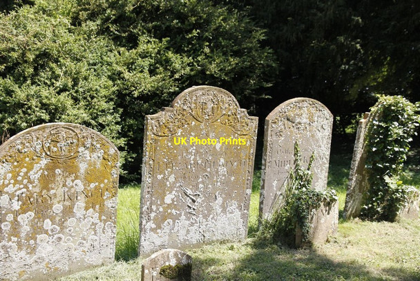 Photo 6"x4" Headstones in the churchyard Eaton Hastings c2012