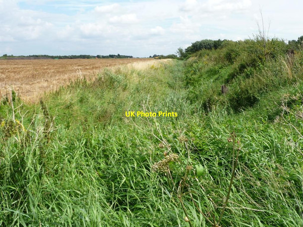 Photo 6"x4" Drain along the southern edge of a stubble field Crowland c2012