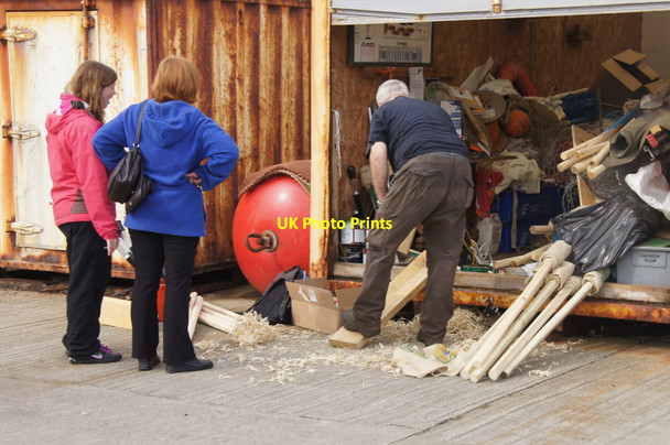 Photo 6"x4" Harbourmaster making torches at Port Erroll Cruden Bay c2012