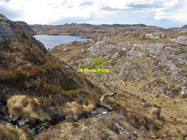 Photo 6"x4" Waterfall above Loch Bad an t-Seasgaich Lower Badcall c2012