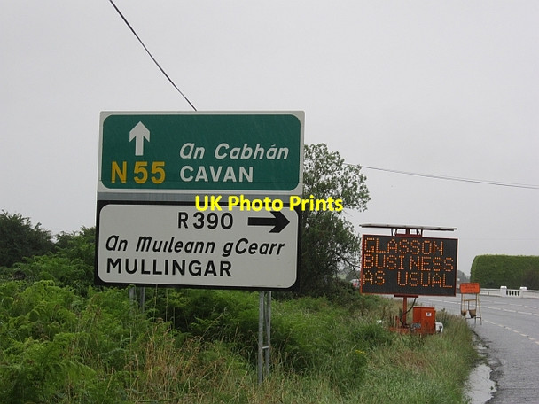 Photo 6"x4" Road closure warning Ballykeeran c2012