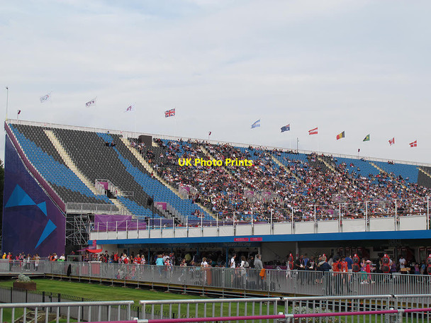 Photo 6"x4" Olympic arena at Greenwich Park - east stand and shops Greenwich\/TQ3977 c2012