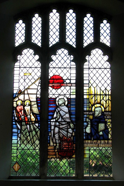 Photo 6"x4" The church of SS Peter & Paul - stained glass window Edgefield\/TG0934 c2008