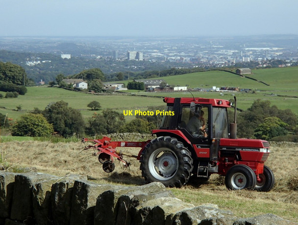 Photo 6"x4" Tractor in a field overlooking Sheffield Ringinglow c2012