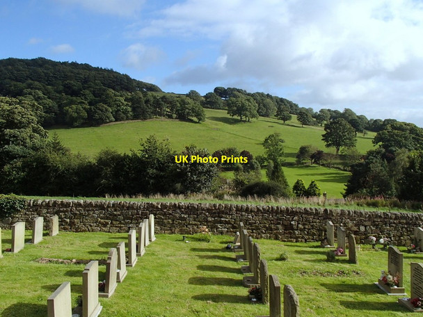 Photo 6"x4" Hathersage churchyard and view Hathersage c2012