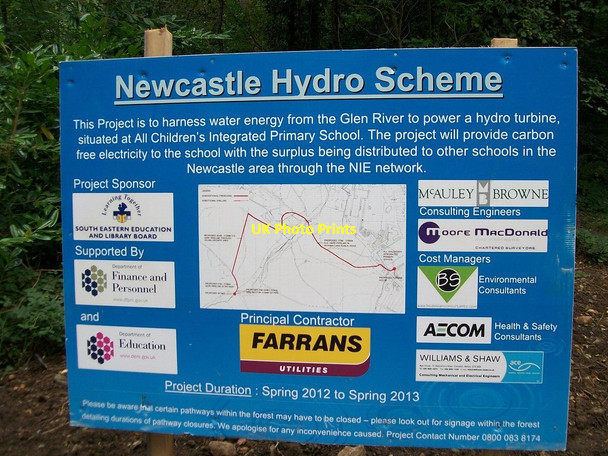 Photo 6"x4" Contractors sign at Donard Bridge Newcastle\/J3732 c2012