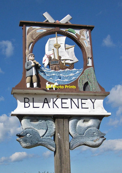 Photo 6"x4" Blakeney village sign Blakeney\/TG0243 c2012