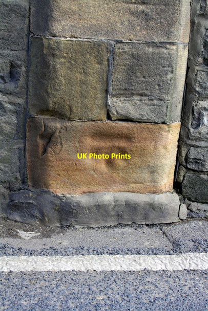 Photo 6"x4" Benchmark on buttress of Middleham Bridge Harmby c2012