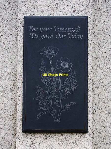 Photo 6"x4" Knighton War Memorial (2) - plaque, Brookside Square, Knighton, Powys Knighton\/Tref-y-Clawdd c2012