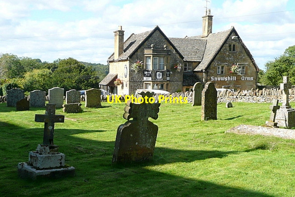 Photo 6"x4" Churchyard and pub Snowshill c2012