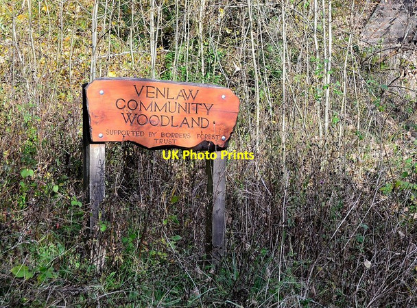 Photo 6"x4" Community Woodland sign on Ven Law Peebles\/NT2540 c2012