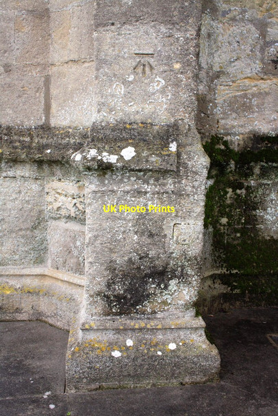 Photo 6"x4" Benchmark on St Mary's Church Buttress Bruton c2012