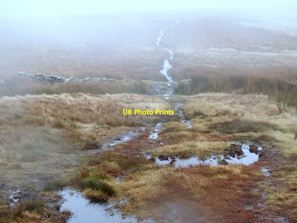 Photo 6"x4" Moorland path on a wet and windy day Nether Booth c2012