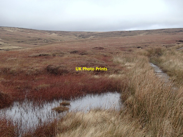 Photo 6"x4" Moorland and pool by the Pennine Way Devil's Dike c2012