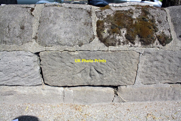 Photo 6"x4" Benchmark on wall beside Skipton Road Harrogate c2012